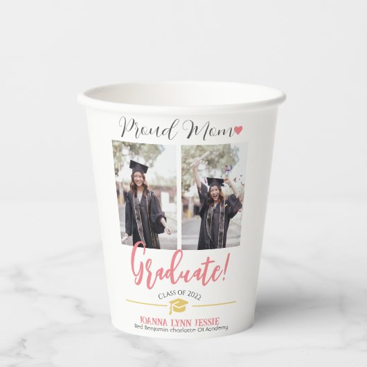 Einfache Elegante Abschluss Gold Cap Danke Script Pappbecher (Vorderseite)