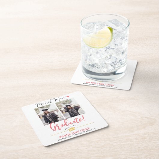 Einfache Elegante Abschluss Gold Cap Danke Script Rechteckiger Pappuntersetzer (Vor Ort)