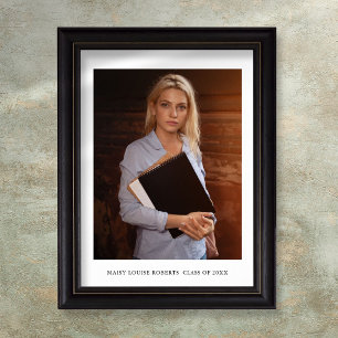 Einfache elegante Abschlussfoto und Name Poster