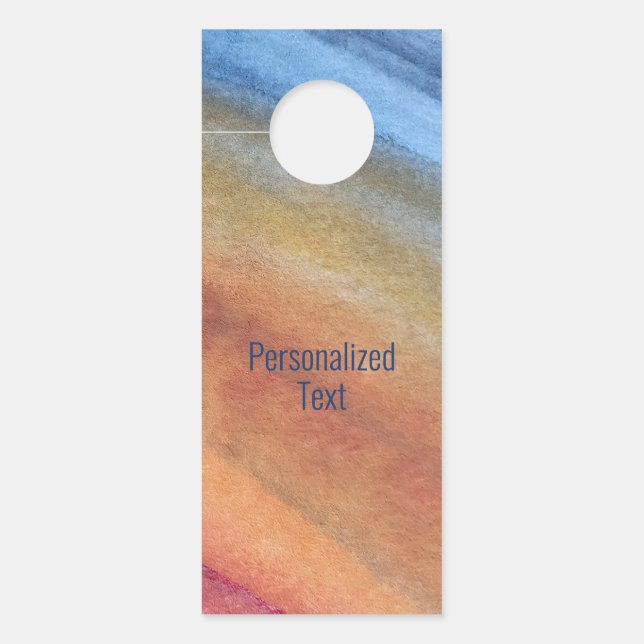 Einfache Elegante Abstrakt Braun Blaues Wasser Türanhänger (Vorderseite)