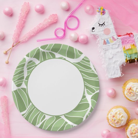 Einfache, elegante Abstrakte Green Shape Paper-Tel Pappteller (Party)