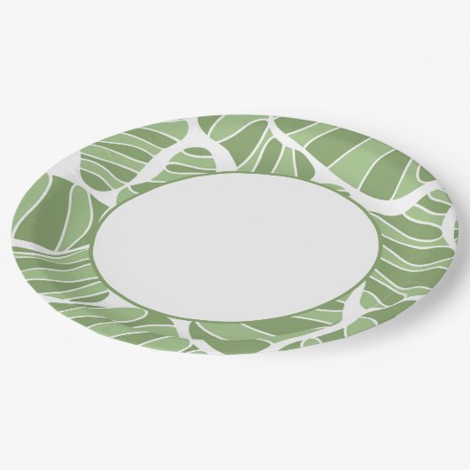 Einfache, elegante Abstrakte Green Shape Paper-Tel Pappteller (Schrägansicht)