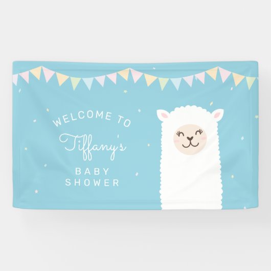 Einfache Elegante Alpaca Llama Baby Dusche Willkom Banner (Horizontal)