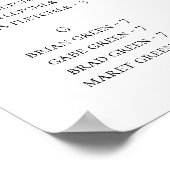 Einfache, elegante Alphabetische Sitzkarte Poster (Ecke)