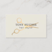Einfache Elegante Alte weiße Goldschere Friseurin Visitenkarte (Vorderseite)