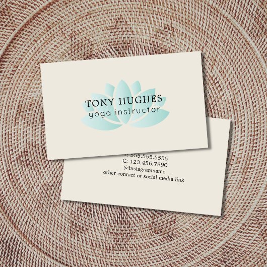 Einfache Elegante Altes Weiß Türkis Lotus Icon Yog Visitenkarte