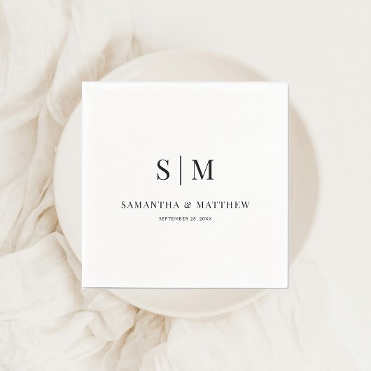 Einfache Elegante Ampersand Couple Initials Hochze Serviette