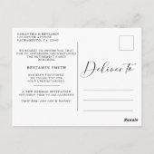 Einfache elegante Ankündigung der Marine & Gold Postkarte (Rückseite)