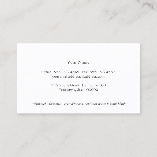 Einfache elegante Anwältin weiß mit Grenzen Visitenkarte (Rückseite)