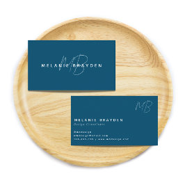 Einfache elegante Aquamarin Blue Minimalistisch Mo Visitenkarte