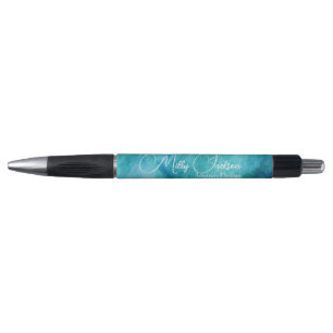 Einfache elegante Aquamarine Goldwasserfarbe Kugelschreiber