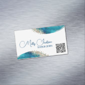 Einfache elegante Aquamarine Goldwasserfarbe Magnetische Visitenkarte (Beispiel)