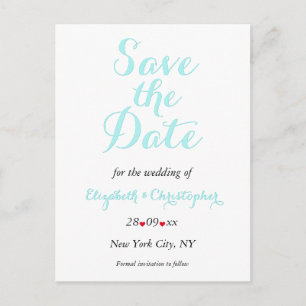 Einfache, elegante Aquamarine Hochzeit Sichern Sie Postkarte