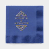 Einfache Elegante Art Deco #1 Ehepaar Name Servietten Mit Folie (Vorderseite)
