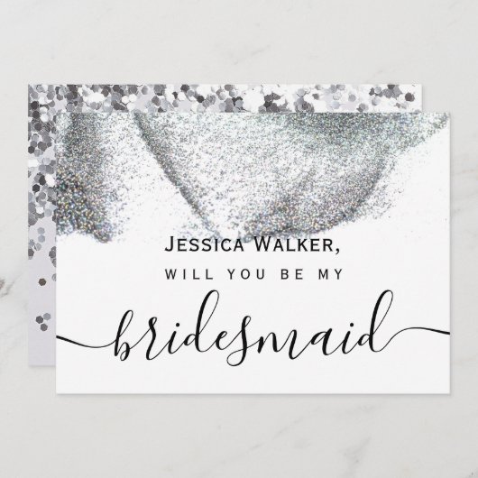 Einfache Elegante Ästhetische Glitzer meine Brautj Einladung (Vorne/Hinten)