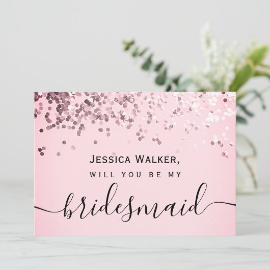 Einfache Elegante Ästhetische Glitzer meine Brautj Einladung (Stehend Vorderseite)
