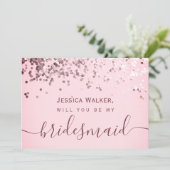 Einfache Elegante Ästhetische Glitzer meine Brautj Einladung (Stehend Vorderseite)