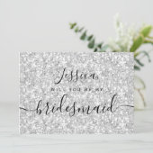 Einfache Elegante Ästhetische Glitzer meine Brautj Einladung (Stehend Vorderseite)