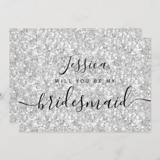 Einfache Elegante Ästhetische Glitzer meine Brautj Einladung (Vorne/Hinten)