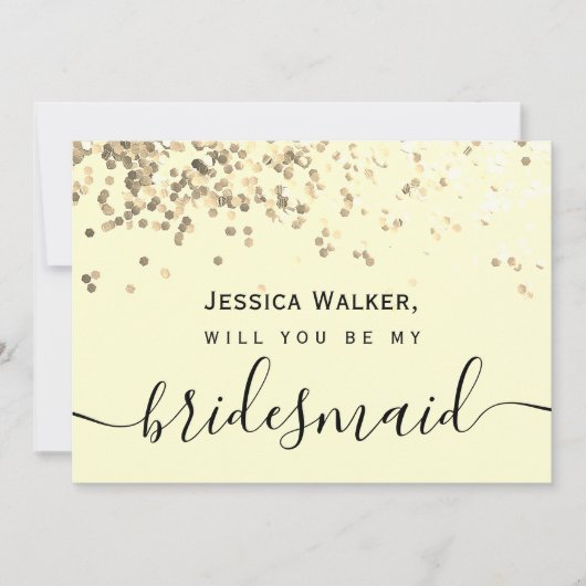Einfache Elegante Ästhetische Glitzer meine Brautj Einladung (Vorderseite)