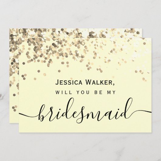 Einfache Elegante Ästhetische Glitzer meine Brautj Einladung (Vorne/Hinten)