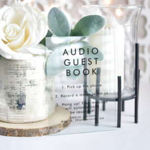 Einfache Elegante Audio Guestbook Hochzeit Acrylschild