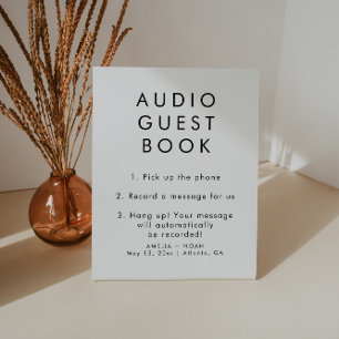 Einfache Elegante Audio Guestbook Hochzeit Sockelschild