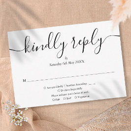 Einfache, elegante Auswahl an Schwarz-Weiß-Schrift RSVP Karte