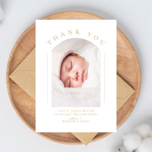 Einfache elegante Baby Shower Foto Arch-Karte Dankeskarte