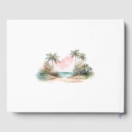 Einfache Elegante Beach Wedding Wave Gästebuch (Rückseite)