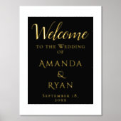 Einfache Elegante Begrüßungsskript Hochzeit Gold Foliendrucke (Vorderseite)