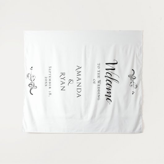 Einfache Elegante Begrüßungsskripte Wandteppich (Vorderseite (Horizontal))