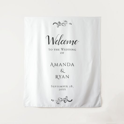 Einfache Elegante Begrüßungsskripte Wandteppich (Vorderseite)