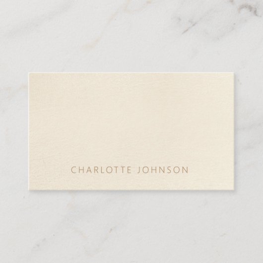 Einfache Elegante Beige Braun Schlicht Beruflich Visitenkarte (Vorderseite)