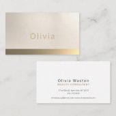 Einfache Elegante Beige Imitate Gold Beruflich Visitenkarte (Vorne/Hinten)