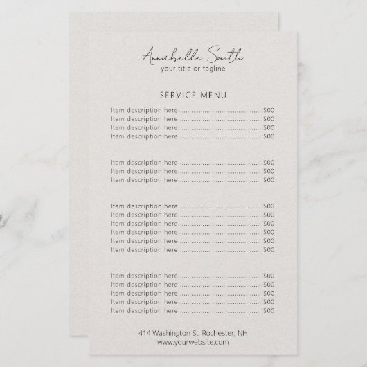 Einfache elegante Beige Minimalistische moderne Pr (Vorne/Hinten)