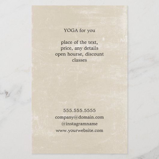 Einfache elegante Beige Scratches Icon YogaInstruc Flyer (Hinten)