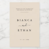 Einfache elegante Beige und Schwarze Hochzeit Lebensmitteletikett (Einzelnes Label)