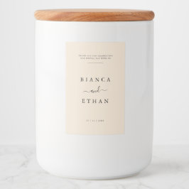 Einfache elegante Beige und Schwarze Hochzeit Lebensmitteletikett