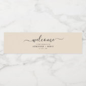 Einfache elegante Beige und Schwarze Hochzeit Wasserflaschenetikett (Einzelnes Label)