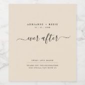 Einfache elegante Beige und Schwarze Hochzeit Weinetikett (Einzelnes Label)