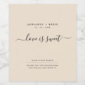 Einfache elegante Beige und Schwarze Hochzeit Weinetikett (Einzelnes Label)