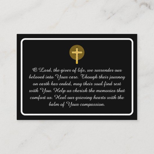 Einfache elegante Beileid-Gedenkkarte Foto Visitenkarte (Rückseite)