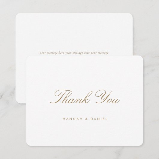 Einfache elegante benutzerdefinierte Gold-Script D Dankeskarte (Vorne/Hinten)
