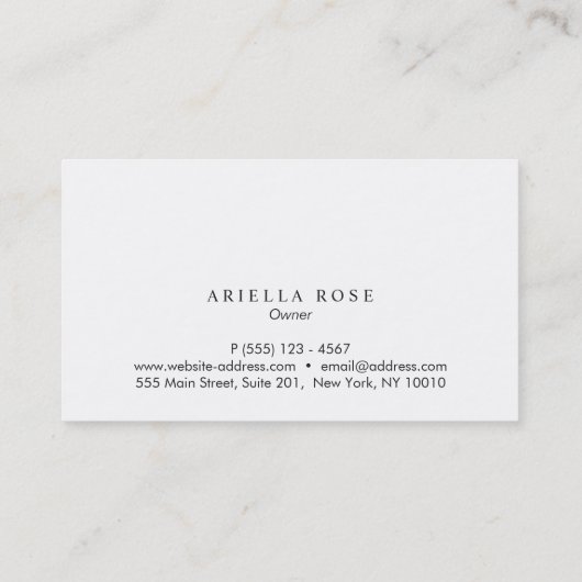 Einfache Elegante Beruflich Black Visitenkarte (Rückseite)