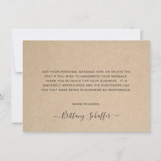 Einfache Elegante Beruflich Business Rustikal Dankeskarte (Rückseite)