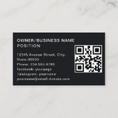 Einfache elegante Berufliche Black Business Card Visitenkarte (Rückseite)