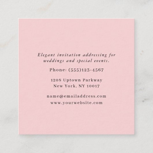 Einfache elegante Berufliche Calligraf-Services Quadratische Visitenkarte (Rückseite)