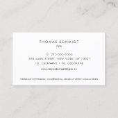 Einfache elegante Berufliche Cream Business Card Visitenkarte (Rückseite)