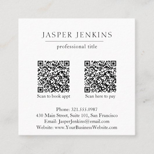 Einfache Elegante Berufliche Minimal Moderne QR Co Quadratische Visitenkarte (Vorderseite)